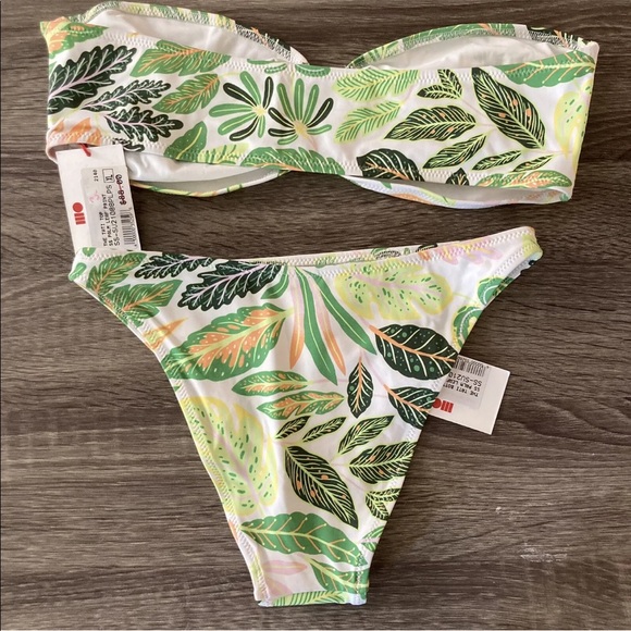 NWT Set Solid & Striped The Tati Palm Leaf Bikini S Bottom & XL Top - Picture 4 of 5